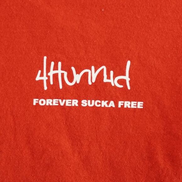 4Hunnid Forever Sucka Free Red Graphic T-Shirt Men's Medium YG Streetwear - Picture 2 of 4